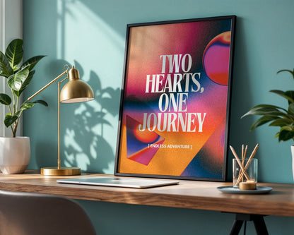 Two Hearts, One Journey" Abstract Gradient Framed Poster – Framed Wall Art Poster - Image 3