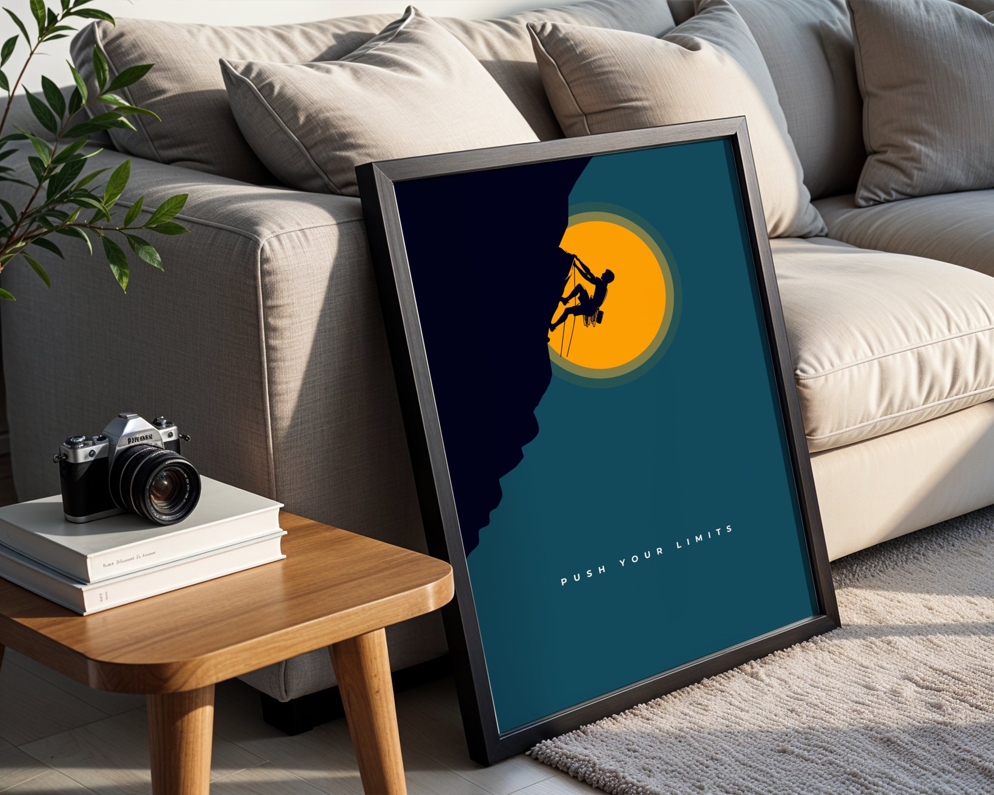 Framed Poster: Push Your Limits Climbing Art – Framed Wall Art Poster - Image 1