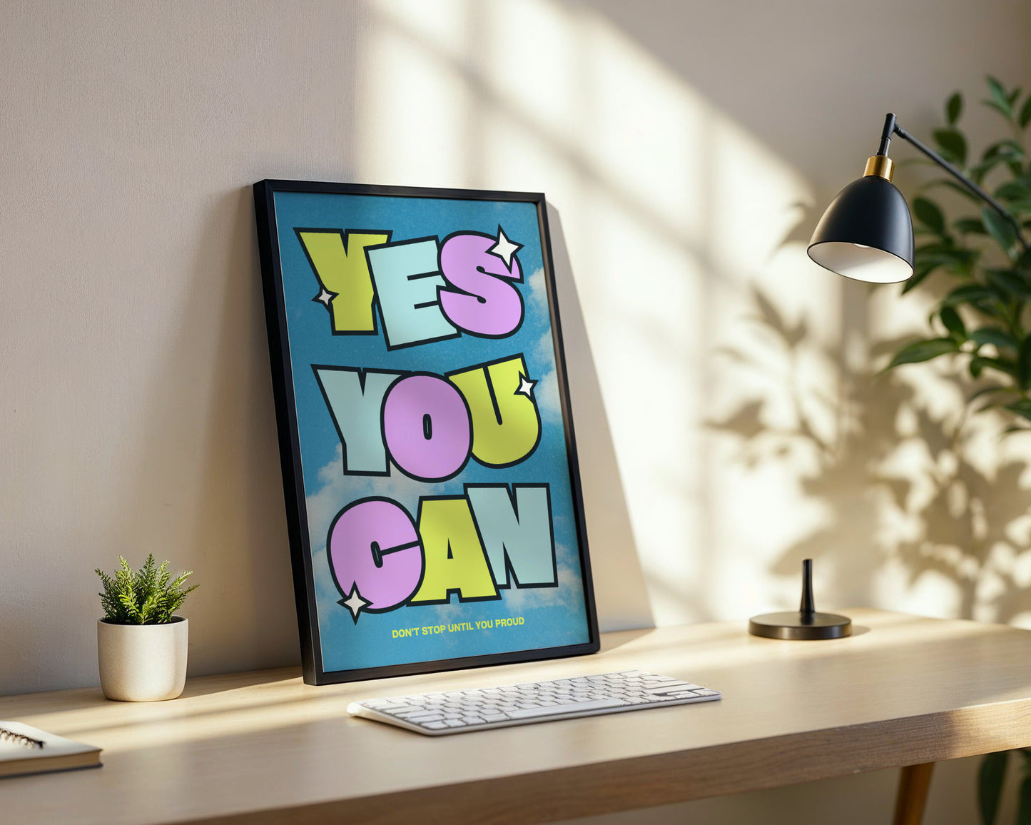 Yes You Can' Motivational Framed Poster – Framed Wall Art Poster - Image 2