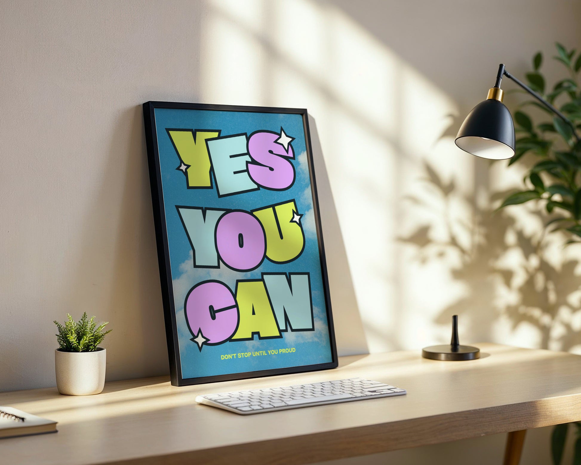 Yes You Can' Motivational Framed Poster – Framed Wall Art Poster - Image 2