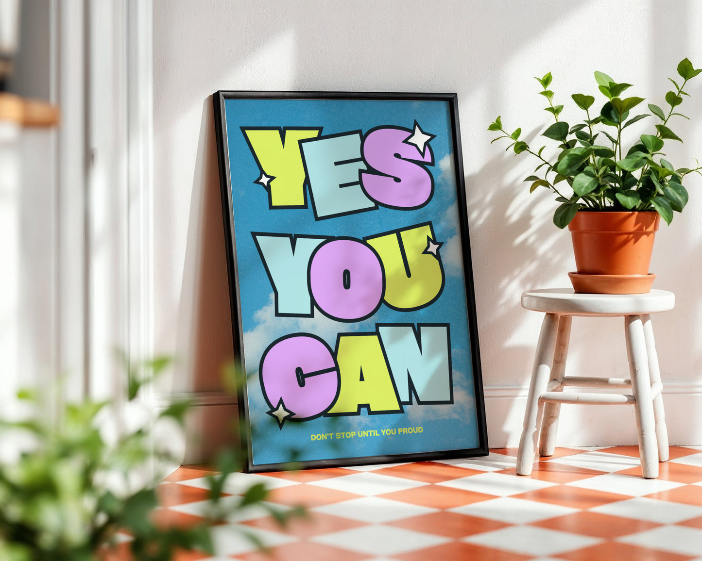 Yes You Can' Motivational Framed Poster – Framed Wall Art Poster - Image 1
