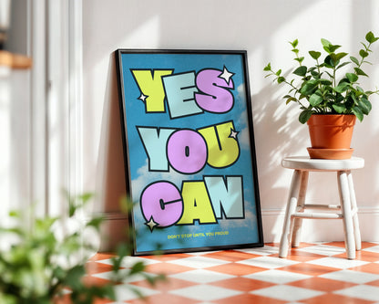 Yes You Can' Motivational Framed Poster – Framed Wall Art Poster - Image 1